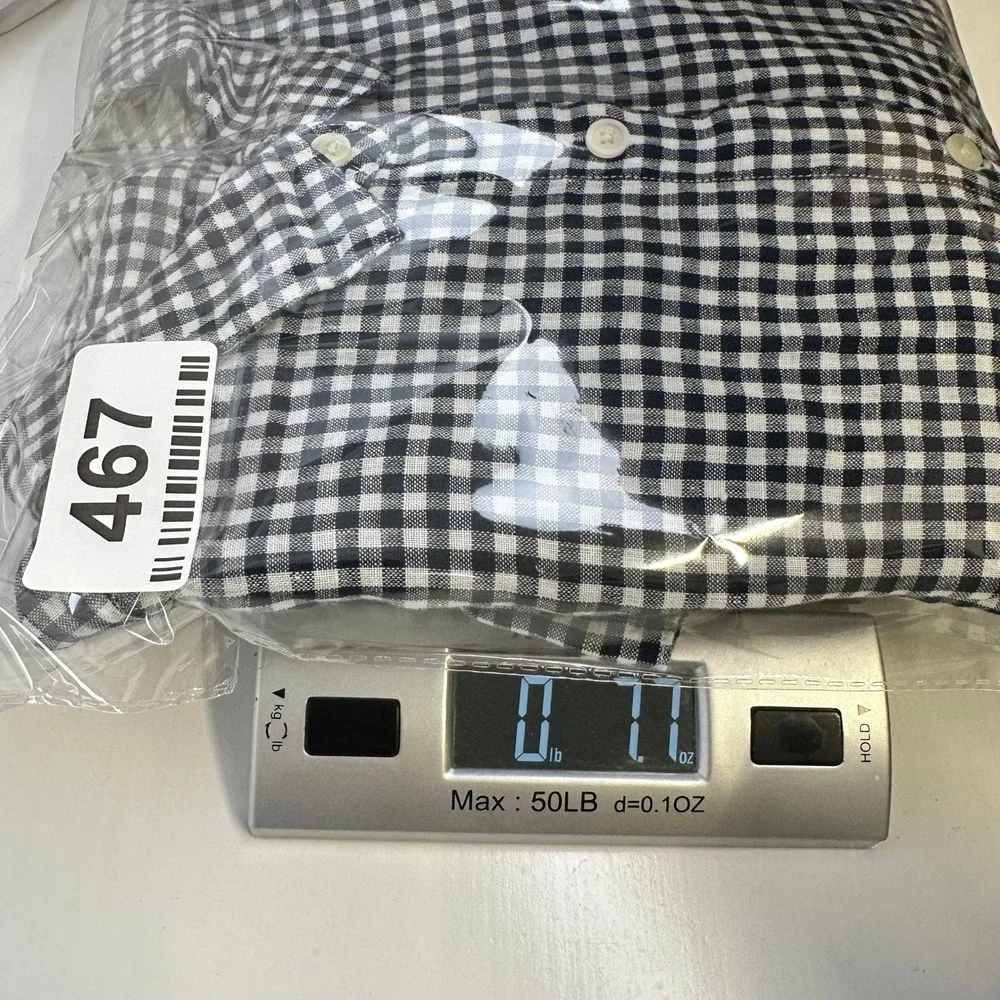 Uniqlo Linen Button Down Shirt Womens L Navy Blue Gingham Excellent Long Sleeve - Picture 10 of 10